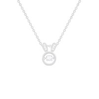 Titanium Steel Cute Rabbit Inlaid Zircon Pendant Necklace main image 6