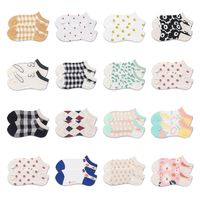 Frau Japanischer Stil Plaid Baumwolle Ankle Socken Ein Paar main image 2