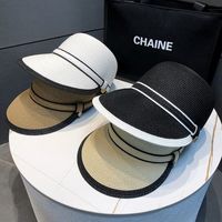 Women's Simple Style Color Block Curved Eaves Straw Hat main image 1