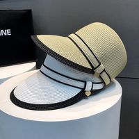 Women's Simple Style Color Block Curved Eaves Straw Hat main image 3