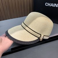Women's Simple Style Color Block Curved Eaves Straw Hat sku image 1