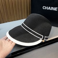 Women's Simple Style Color Block Curved Eaves Straw Hat sku image 4