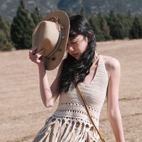 Women's Casual Ethnic Style Solid Color Big Eaves Straw Hat main image 3