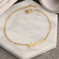 MAMA Letter 201 Stainless Steel 14K Gold Plated Silver Plated Bracelets In Bulk main image 4
