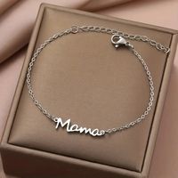 MAMA Letter 201 Stainless Steel 14K Gold Plated Silver Plated Bracelets In Bulk main image 5