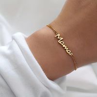 MAMA Letter 201 Stainless Steel 14K Gold Plated Silver Plated Bracelets In Bulk main image 6