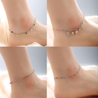 XUPING Simple Style Leaf Tassel Heart Shape Alloy Copper Alloy Inlay Artificial Gemstones White Gold Plated Women's Anklet main image 1