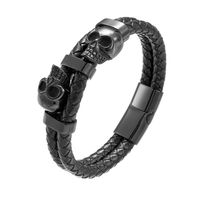 Hip-Hop Geometric Stainless Steel Pu Leather Plating Men's Bracelets main image 5