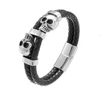 Hip-Hop Geometric Stainless Steel Pu Leather Plating Men's Bracelets sku image 1