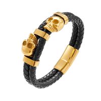 Hip-Hop Geometric Stainless Steel Pu Leather Plating Men's Bracelets sku image 8