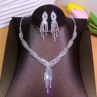 Lujoso Nupcial Geométrico Diamante De Imitación Borla Mujeres Conjunto De Joyas sku image 18