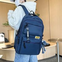 Unisex Solid Color Nylon Sewing Thread Zipper Fashion Backpack Laptop Backpack main image 5