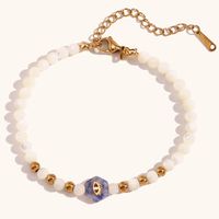 Simple Style Geometric Stainless Steel Artificial Pearl Natural Stone Beaded Plating Women's Bracelets sku image 1