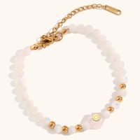 Simple Style Geometric Stainless Steel Artificial Pearl Natural Stone Beaded Plating Women's Bracelets sku image 5