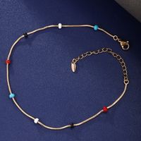 XUPING Simple Style Geometric Alloy Copper Alloy Enamel 18K Gold Plated Women's Anklet main image 10