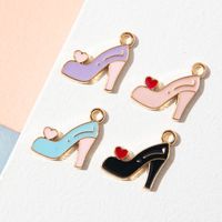 10 PCS/Package Alloy Heart Shape High Heel Pendant Simple Style main image 7