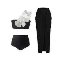 Women's Solid Color Flower 3 Pieces Set Bikinis Swimwear main image 3