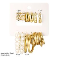 1 Set IG Style Modern Style Classic Style Geometric Round Inlay Zinc Alloy Artificial Pearls Hoop Earrings main image 2