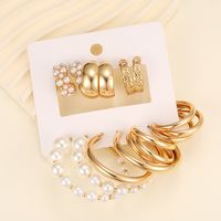 1 Set IG Style Modern Style Classic Style Geometric Round Inlay Zinc Alloy Artificial Pearls Hoop Earrings main image 5