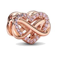 1 Piece Copper Zircon Infinity Heart Shape Crown Beads main image 5