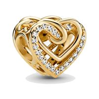 1 Piece Copper Zircon Infinity Heart Shape Crown Beads main image 3
