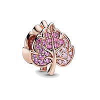 1 Piece Copper Zircon Leaves Rose Flower Pendant Beads main image 5