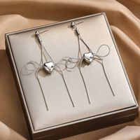 1 Pair Simple Style Heart Shape Plating Titanium Steel Drop Earrings main image 5
