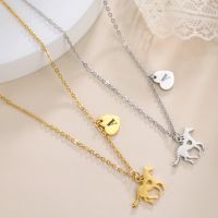 Stainless Steel Titanium Steel Casual Heart Shape Horse Plating Pendant Necklace main image 1