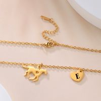 Stainless Steel Titanium Steel Casual Heart Shape Horse Plating Pendant Necklace main image 4