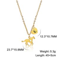 Stainless Steel Titanium Steel Casual Heart Shape Horse Plating Pendant Necklace sku image 31