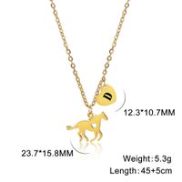 Stainless Steel Titanium Steel Casual Heart Shape Horse Plating Pendant Necklace sku image 32