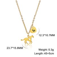 Stainless Steel Titanium Steel Casual Heart Shape Horse Plating Pendant Necklace sku image 35