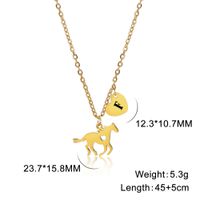 Stainless Steel Titanium Steel Casual Heart Shape Horse Plating Pendant Necklace sku image 34