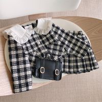 Classic Style Checkered Polyester Girls Clothing Sets main image 1