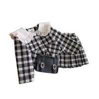 Classic Style Checkered Polyester Girls Clothing Sets main image 4