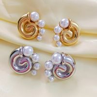 1 Pair Retro Conch Stainless Steel 18K Gold Plated Ear Studs main image 1