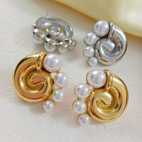 1 Pair Retro Conch Stainless Steel 18K Gold Plated Ear Studs main image 3