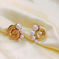 1 Pair Retro Conch Stainless Steel 18K Gold Plated Ear Studs main image 4
