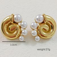 1 Pair Retro Conch Stainless Steel 18K Gold Plated Ear Studs sku image 2