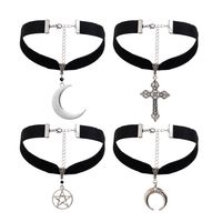 Retro Simple Style Cross Star Moon Alloy Flannel Women's Choker main image 5