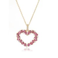 Copper 18K Gold Plated Elegant Heart Shape Inlay Zircon Pendant Necklace sku image 1