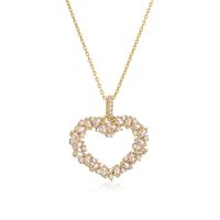 Copper 18K Gold Plated Elegant Heart Shape Inlay Zircon Pendant Necklace sku image 3