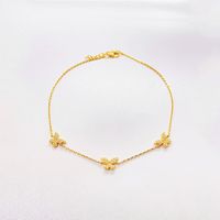 Simple Style Round Dots Butterfly Sterling Silver Plating Gold Plated Women's Anklet sku image 1
