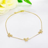 Simple Style Round Dots Butterfly Sterling Silver Plating Gold Plated Women's Anklet main image 1