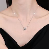 Sterling Silver Elegant Simple Style Bow Knot GRA Plating Moissanite Zircon Pendant Necklace main image 5