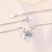 Sterling Silver Elegant Simple Style Bow Knot GRA Plating Moissanite Zircon Pendant Necklace main image 4