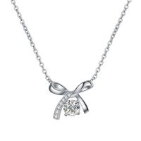 Sterling Silver Elegant Simple Style Bow Knot GRA Plating Moissanite Zircon Pendant Necklace main image 2