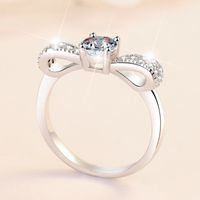 Sterling Silver Elegant Bow Knot GRA Moissanite Zircon Rings main image 4