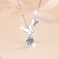 Argent Sterling Sucré Papillon GRA Placage Moissanite Zircon Pendentif main image 1