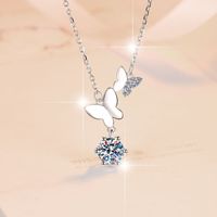 Sterling Silver Sweet Butterfly GRA Plating Moissanite Zircon Pendant Necklace main image 1